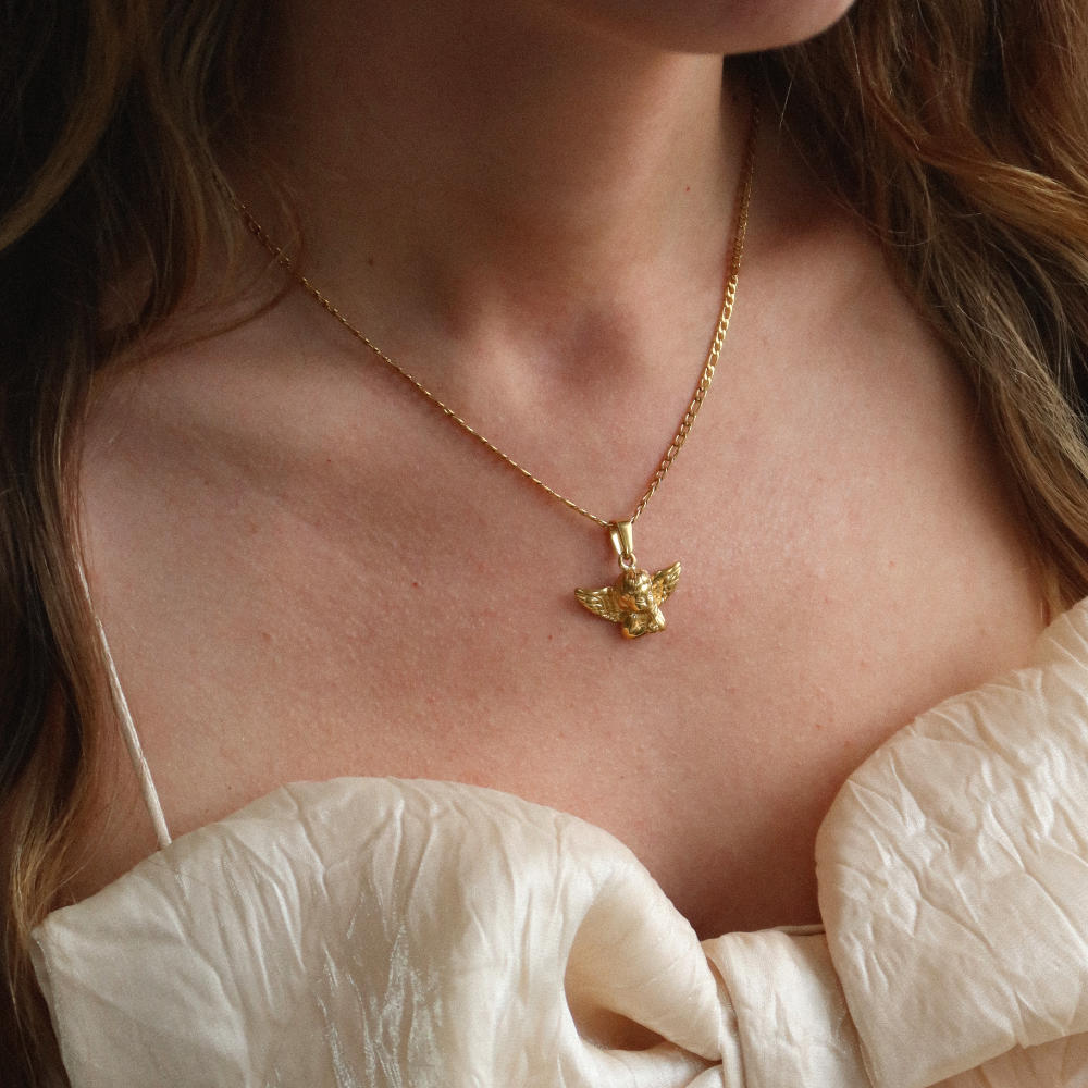 Rush gold angel necklace women men trendy popular cute 