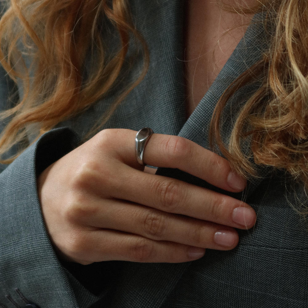 Rush silver ring men women trendy popular sleek ring 