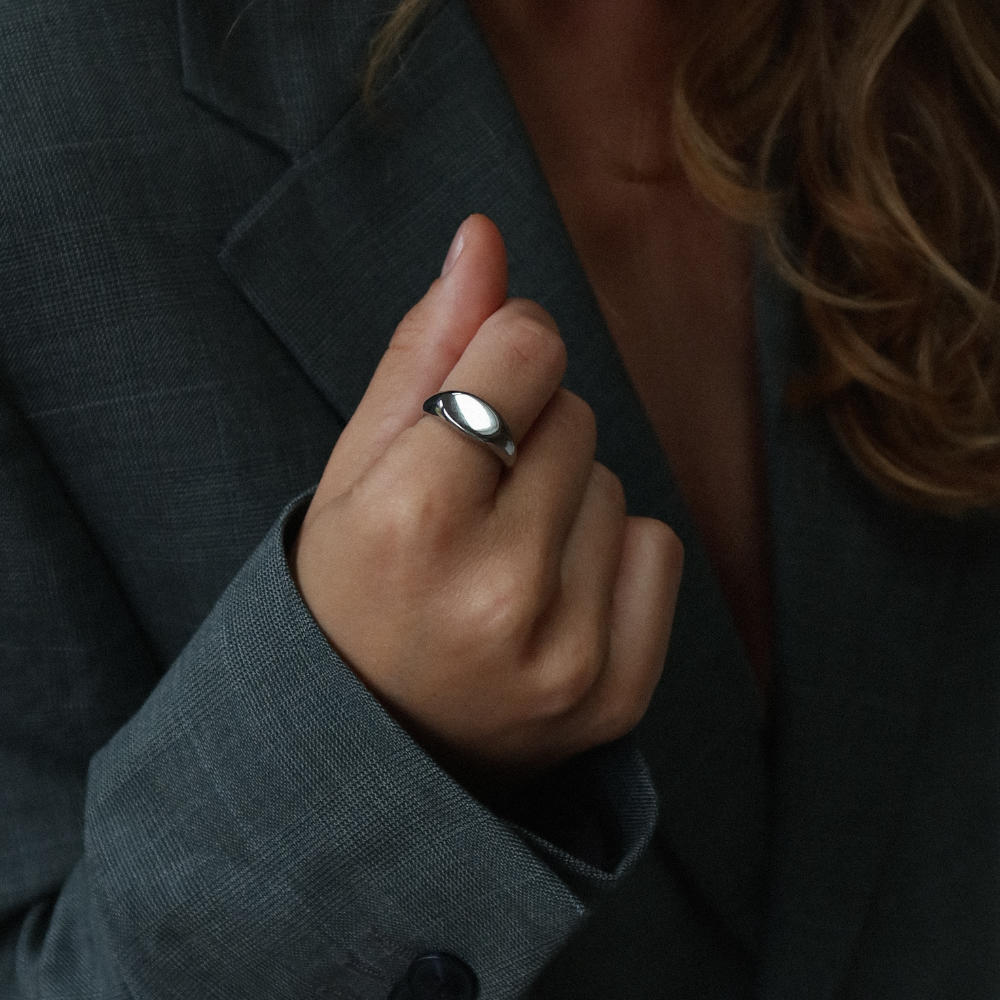 Rush silver ring men women trendy popular sleek ring 