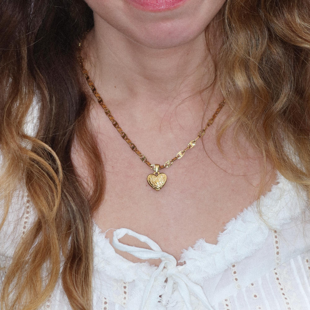 Rush heart pendant gold necklace men women bold rich heavy popular trendy necklace