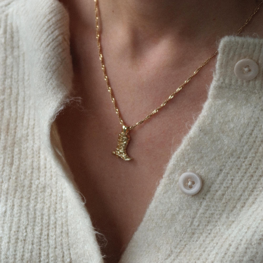 Rush pendant gold necklace cowboy boots men women trendy popular cute rodeo 