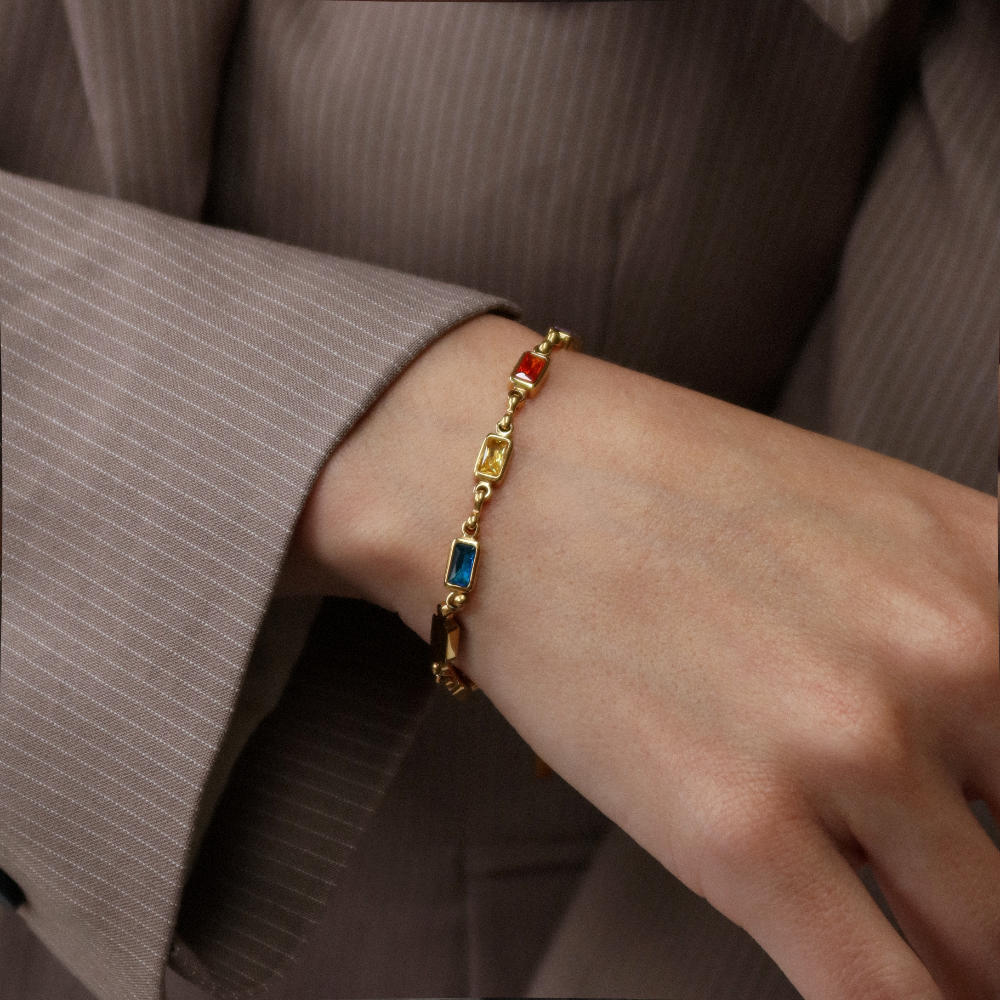 Rush gold gemstones beaded bracelet men women trendy popular chic elegant party 